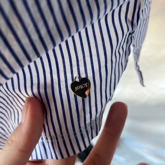 Juicy Couture Stripped babydoll lace tie up top - Picture 4 of 8